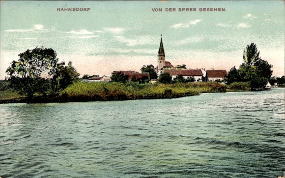 Postcard Berlin Köpenick Rahnsdorf, view from the Spree