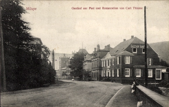 Ak Milspe Ennepetal in het Ruhrgebied, Gasthof zur Post, restaurant van Carl Thieme