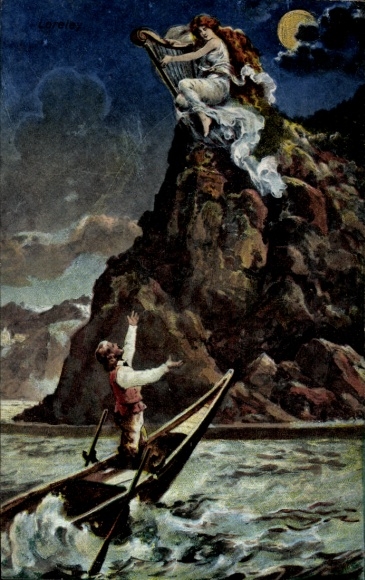Artist Postcard Sankt Goarshausen am Rhein, Loreley