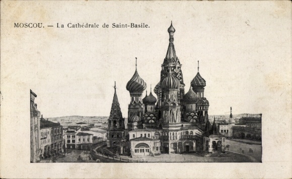 Postcard Moscow Russia, Cathedral of St. Basil, Russian architecture,