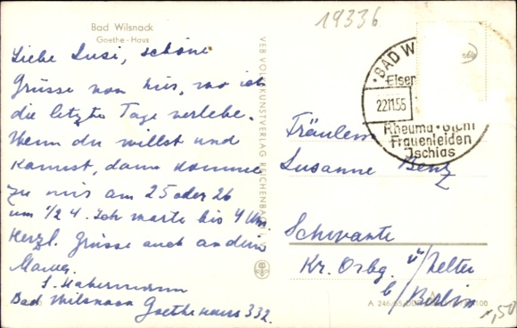 Postcard Bad Wilsnack in the Prignitz, front view of the Goethe House, garden, new building