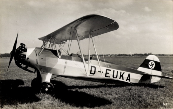 Postcard Sport and Training Aircraft Focke Wulf Fw 44 Stieglitz, D EUKA