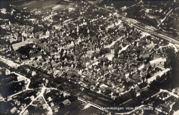 Postcard Memmingen in Swabia, aerial photograph