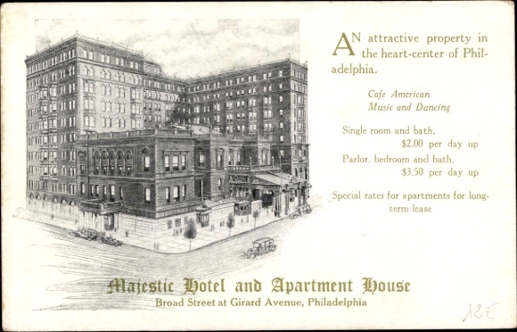 Ak Philadelphia Pennsylvania USA, Majestic Hotel, Apartment House