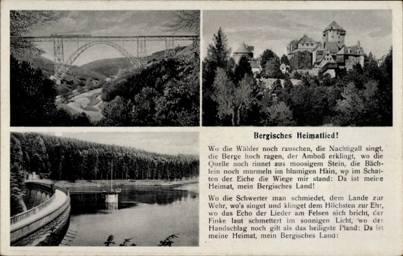 Postcard Pattscheid Bergisch Neukirchen Leverkusen in the Rhineland, Diepental Dam, Bridge