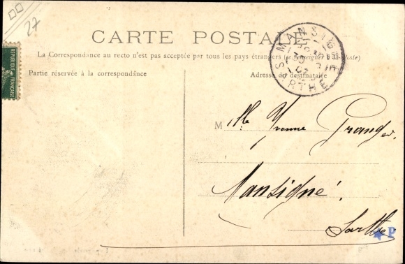 Postcard Bourgtheroulde Eure, Church Square