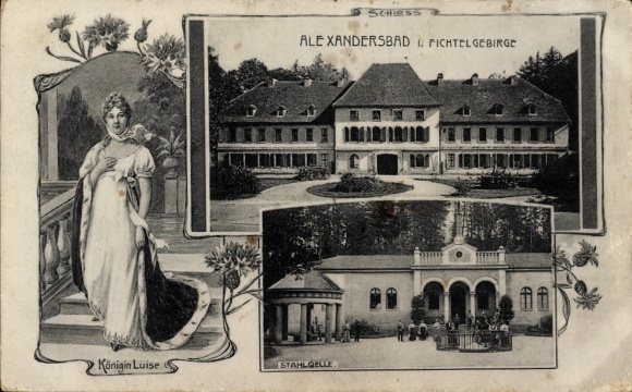 Postcard Bad Alexandersbad in the Fichtelgebirge Upper Franconia, Castle, Queen Luise
