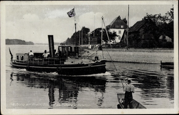 Postcard Neuburg am Rhein, view of the former customs station Neuburgweier, pilot station