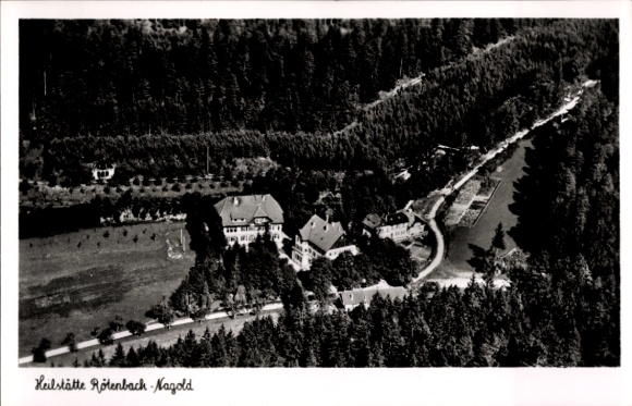 Postcard Rötenbach Nagold in the Black Forest, aerial photograph of the police rest home