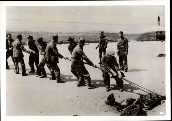 Photo French prisoners of war cleaning up the beach at Dunkirk, July 1940, II WW