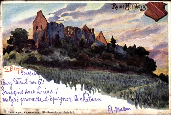 Artist PC Biese, C., Emmendingen in Baden, ruin stronghold