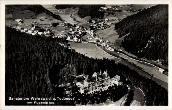 Ak Todtmoos im Schwarzwald, Sanatorium Wehrawald, Fliegeraufnahme