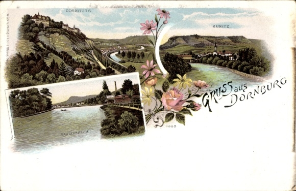 Chromo-Litho Dornburg in Thuringia, Kunitz, Saalepartie