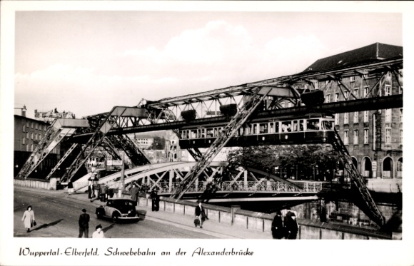 Postcard Elberfeld Wuppertal, suspension railway at the Alexander Bridge