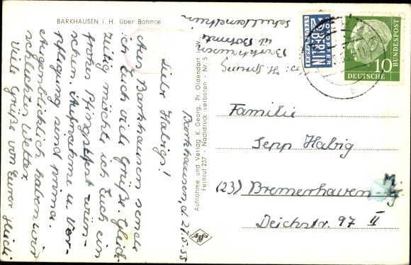 Postcard Barkhausen Bad Essen in Lower Saxony, school camp with an old linden tree