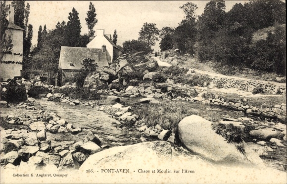 CPA Pont Aven Finistère, Chaos et Moulin sur l'Aven