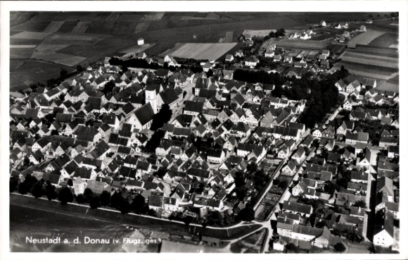 Postcard Neustadt an der Donau Lower Bavaria, aerial photograph