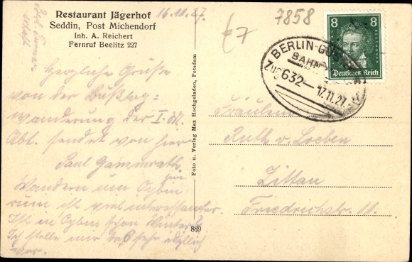 Postcard Seddin Seddiner See Brandenburg, Restaurant Jägerhof