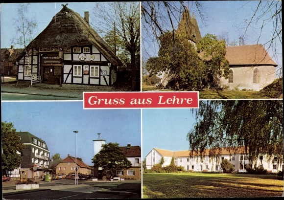 Postcard apprenticeship in Lower Saxony, half-timbered house, church