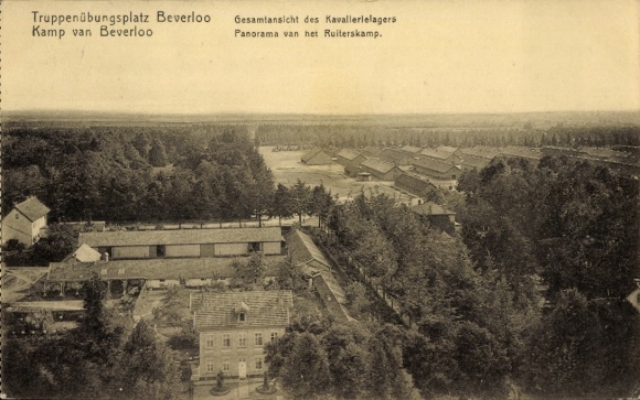 Ak Beverloo Beverlo Beringen Vlaanderen Limburg, militair oefenterrein algemeen zicht op het cavaleriekamp