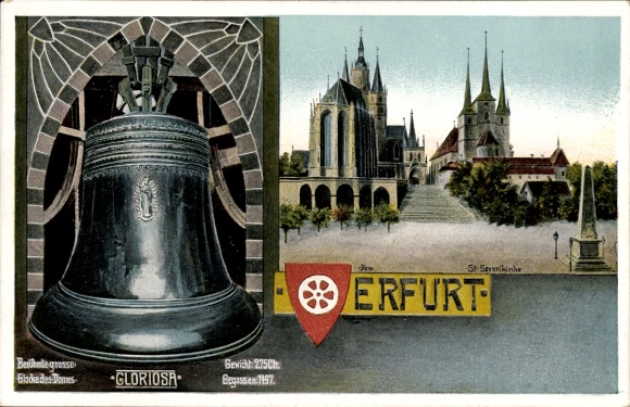 Postcard Erfurt in Thuringia, Cathedral, St. Severi Church, Great Bell of the Cathedral, Gloriosa
