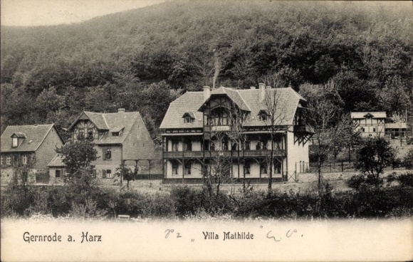 Ak Gernrode Quedlinburg in de Harz, Villa Mathilde, gebouwen, natuur,