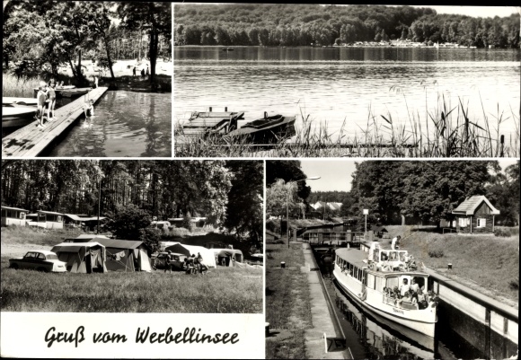 Postcard Altenhof Schorfheide on Werbellinsee, jetty, campsite, lock