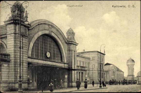 Postcard Katowice Kattowitz Upper Silesia, Main Station
