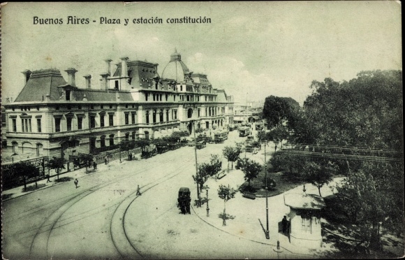 Ak Buenos Aires Argentina, Plaza y estacion constitucion