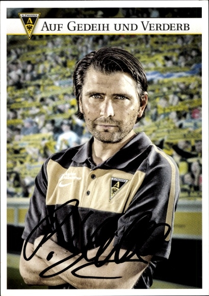 Autogrammkarte Cheftrainer Peter Hyballa, Alemannia Aachen, Autogramm
