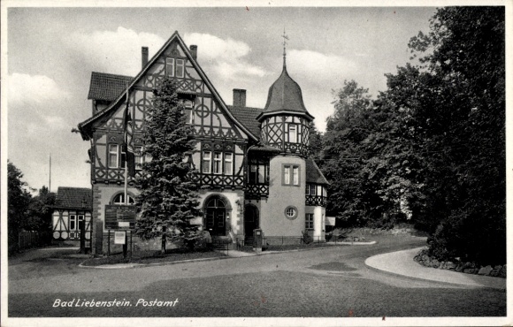 Postcard Bad Liebenstein in the Wartburg district, view from the post office