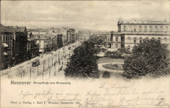 Postcard Hannover in Lower Saxony, Georgstraße from Georgsplatz