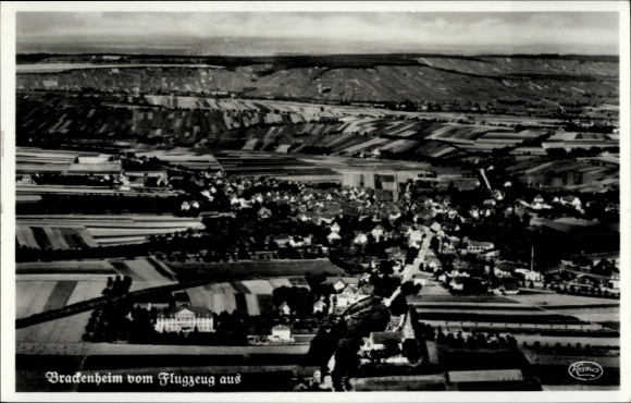 Postcard Brackenheim an der Zaber Württemberg, aerial view of fields, towns, meadows, hills