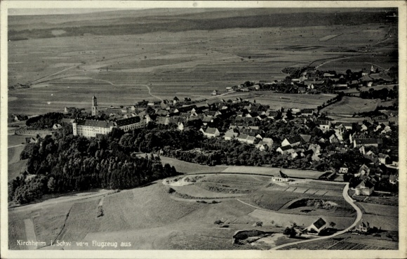 Postcard Kirchheim in Schwaben Allgäu, aerial photograph