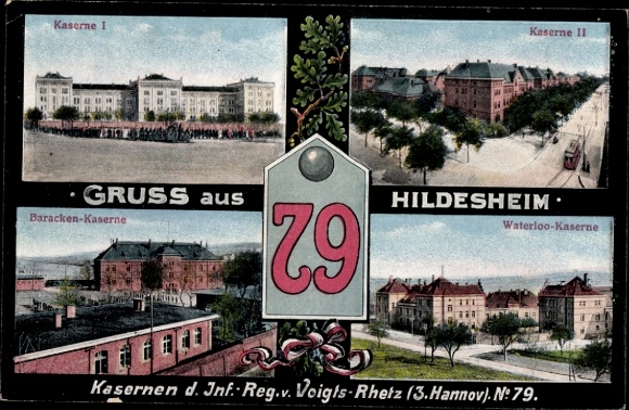 Postcard Hildesheim, Inf. Reg. v. Voigts Rhetz 3. Hannoversches No. 79, Waterloo Barracks, Barracks Barracks