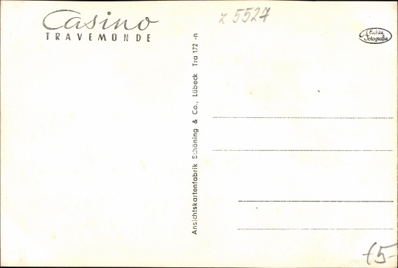 Postcard Travemünde Lübeck, casino, large gaming room, interior view