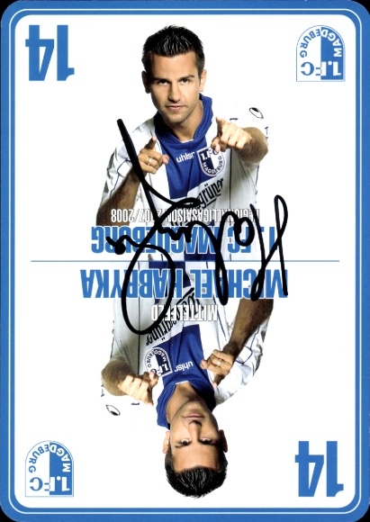 Handtekeningkaart voetballer Michael Habryka, 1. FC Magdeburg, handtekening