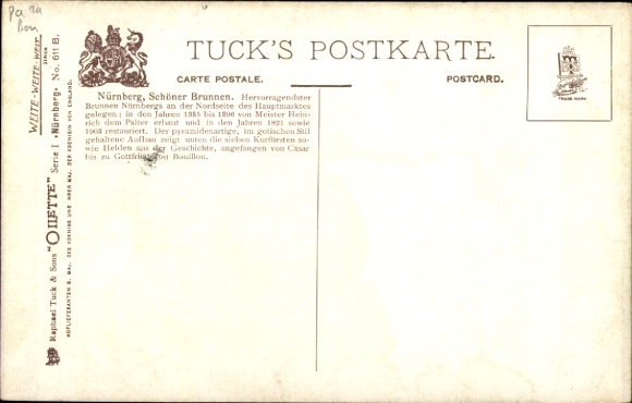 Artist Postcard Flower, Charles, Nuremberg in Middle Franconia Bavaria, Schöner Brunnen