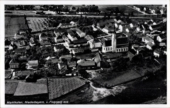 Postcard Marklkofen Lower Bavaria, aerial photograph