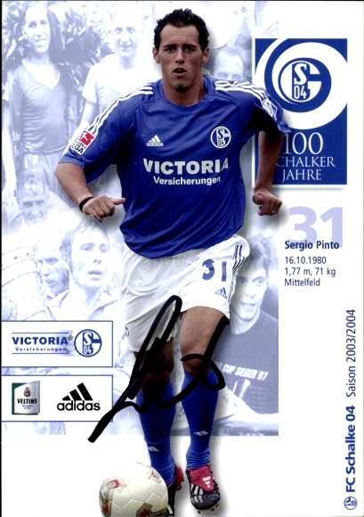 Karta z autografem piłkarza Sergio Pinto, FC Schalke 04, autograf