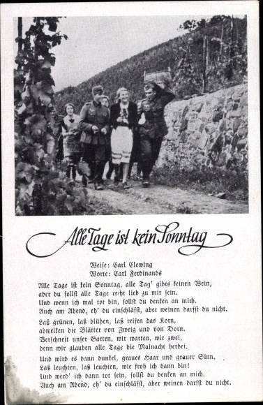 Song Ak Elke dag is geen zondag, druivenoogst 1939, Weingut Brederhof, Niederdollendorf am Rh.