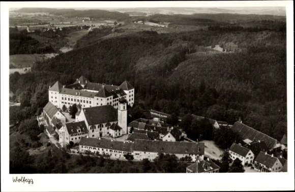 Ak Wolfegg im Allgäu, Fliegeraufnahme