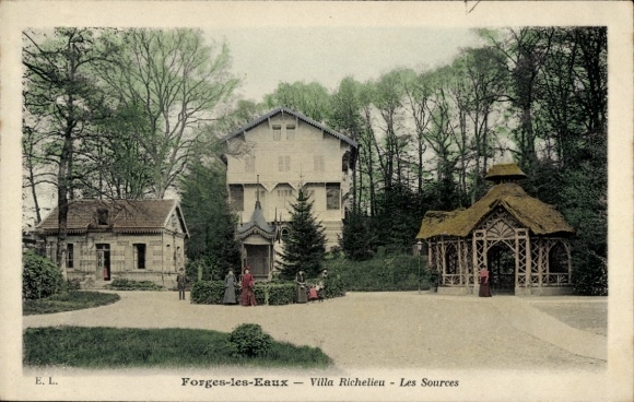 Ak Forges les Eaux Seine Maritime, Villa Richelieu, Les Sources