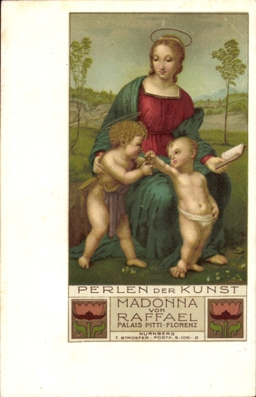 Artist Postcard Raphael, Madonna, Pearls of Art