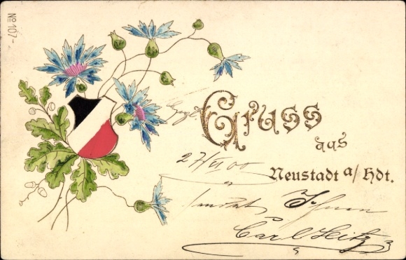 Präge Wappen Ak Neustadt an der Haardt Neustadt an der Weinstraße, Blumen