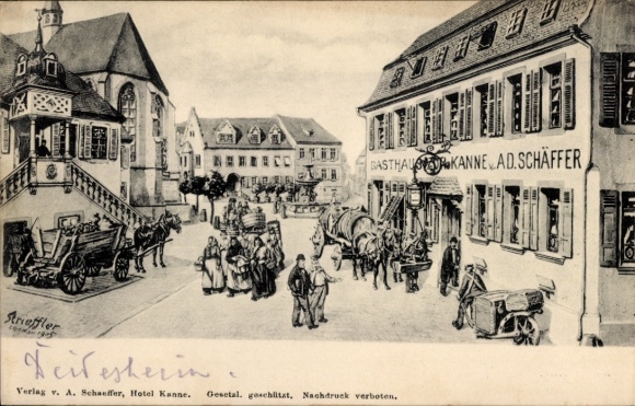 Artist Postcard Strieffler, Deidesheim in the Palatinate, Gasthaus zur Kanne