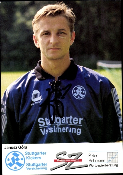 Autograph card footballer Janusz Góra, Stuttgarter Kickers, autograph