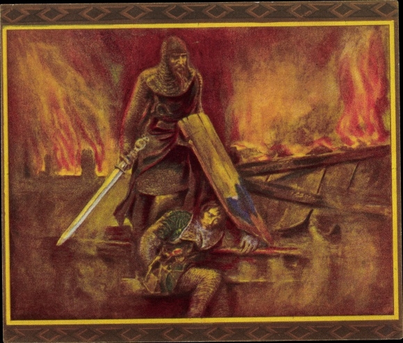 Collection picture The Nibelungen song, V. Frieze, Der Nibelungen distress, Hagen shields King Gunther
