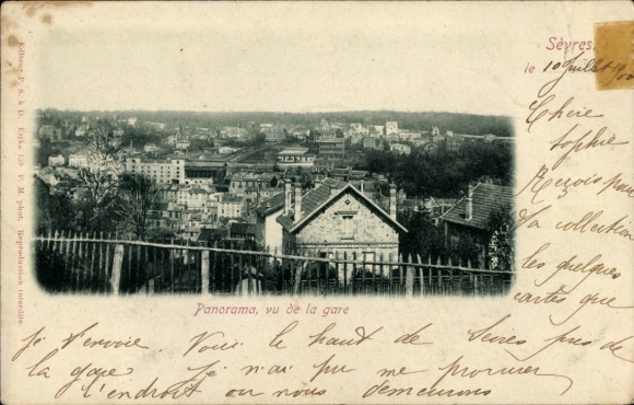 Postcard Sèvres Hauts-de-Seine, panorama, view of the train station, view of houses, landscape