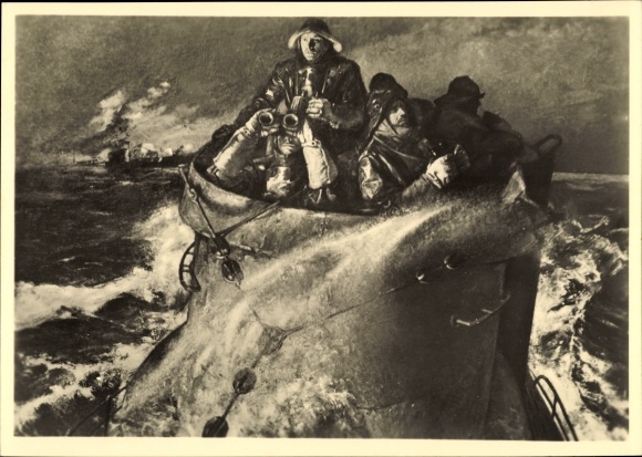Artist PC Schreiber, Rich., After the convoy battle, German submarine, HDK 534